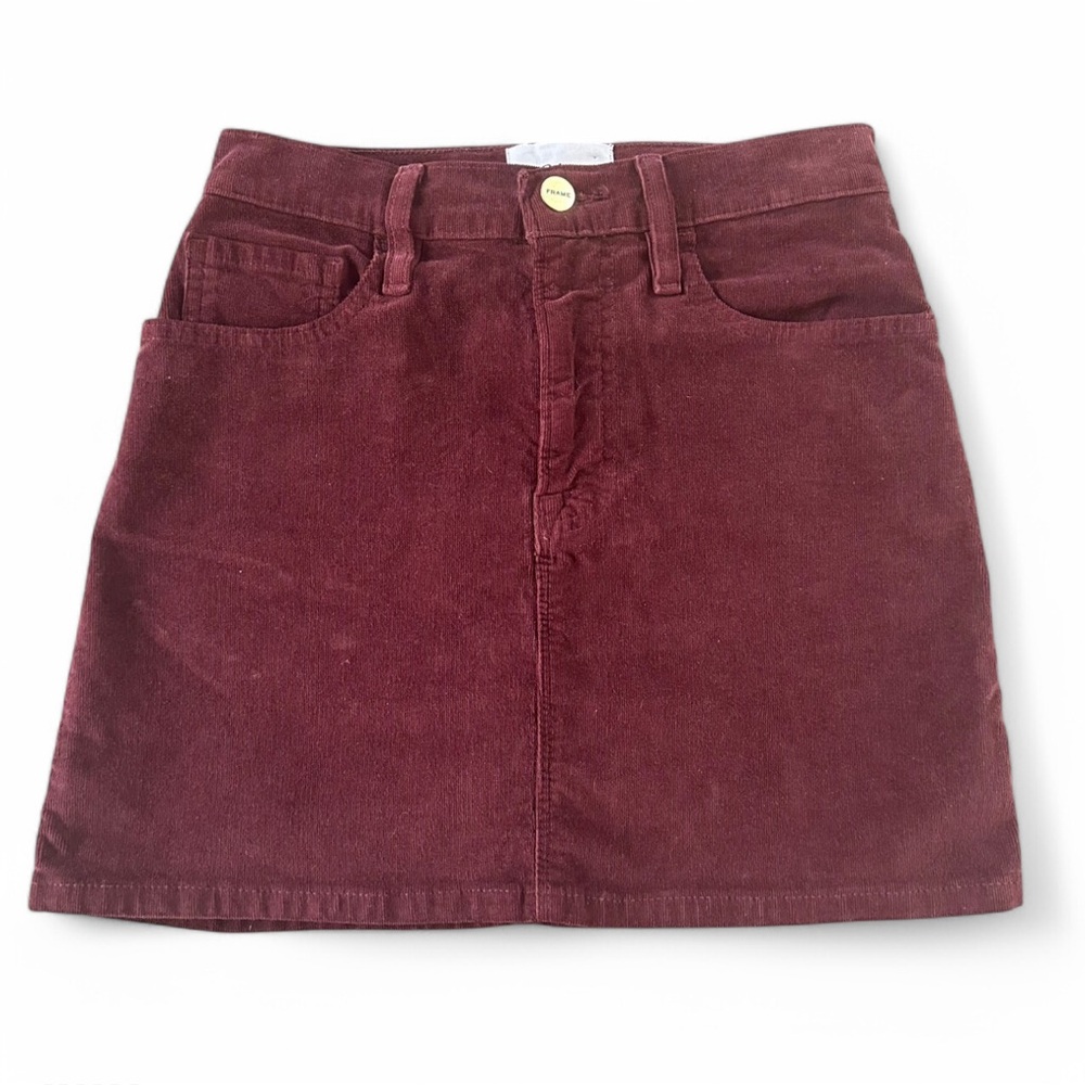NWOT FRAME Le Mini Bordeaux Corduroy Skirt Size 23 Burgundy‎ Red